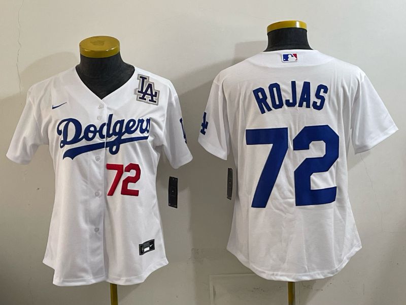 Women 2026 Nike Los Angeles Dodgers #72 Rojas White Game MLB Jersey 011->women mlb jersey->Women Jersey